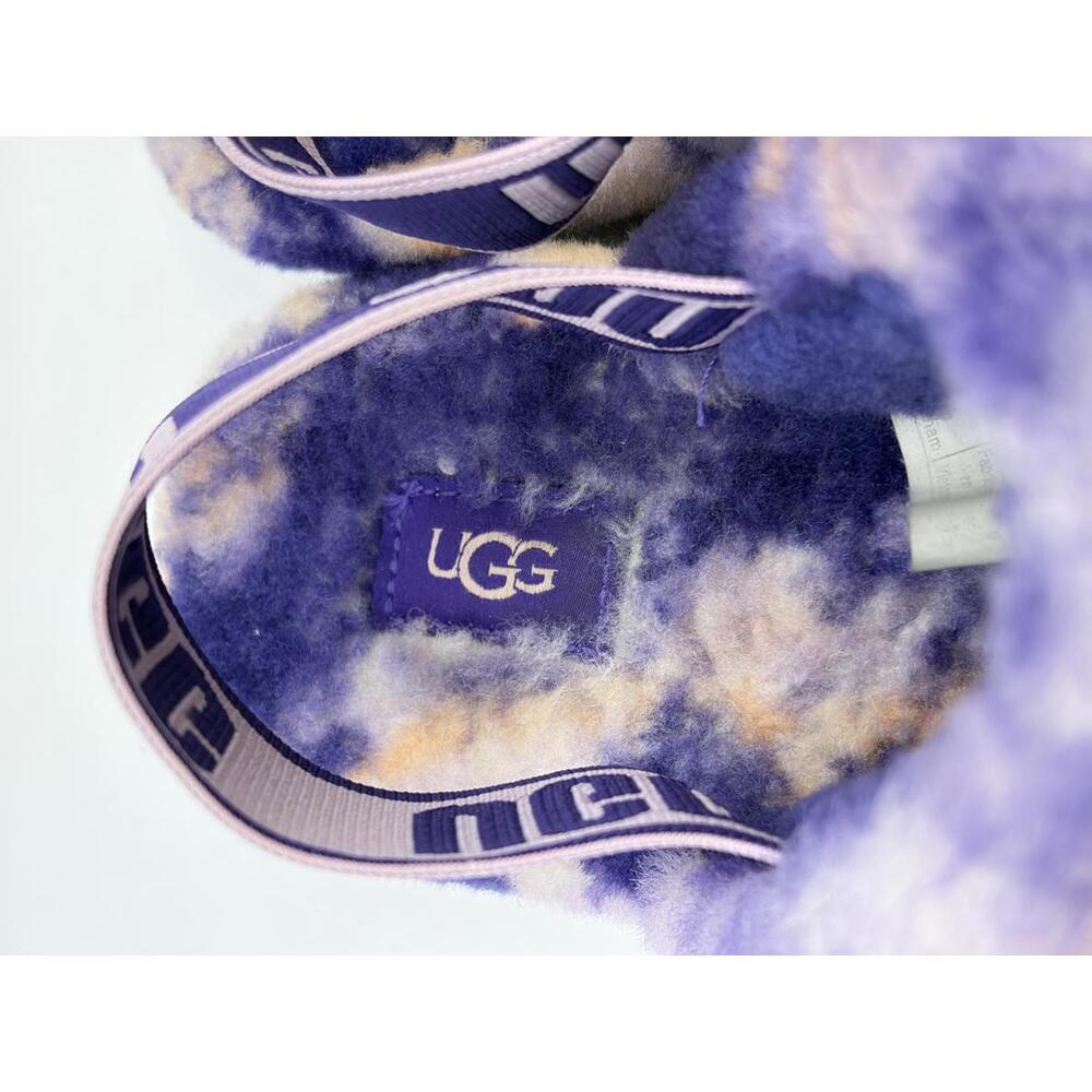 UGG Fluff Yeah Slide Tie Dye Purple Peach Shearling Platform Slippers Size 6 - Picture 8 of 14